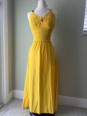 Sunshine Yellow Smocked Maxi Dress with Adjustable Straps